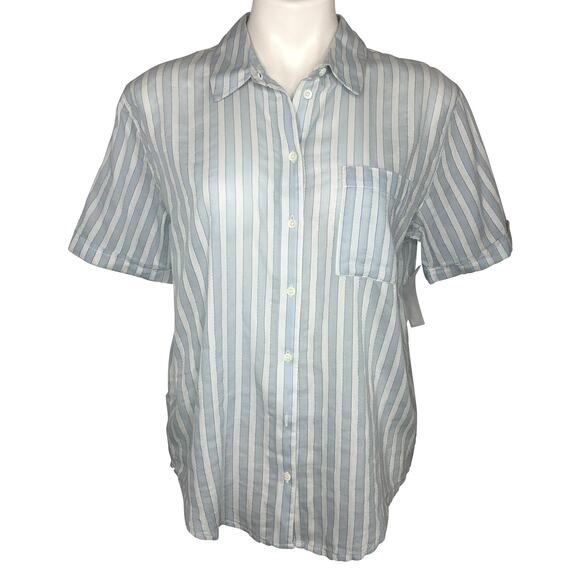 Treasure & Bond Blue and White Stripe Shirt - Size Small - Picture 2 of 10
